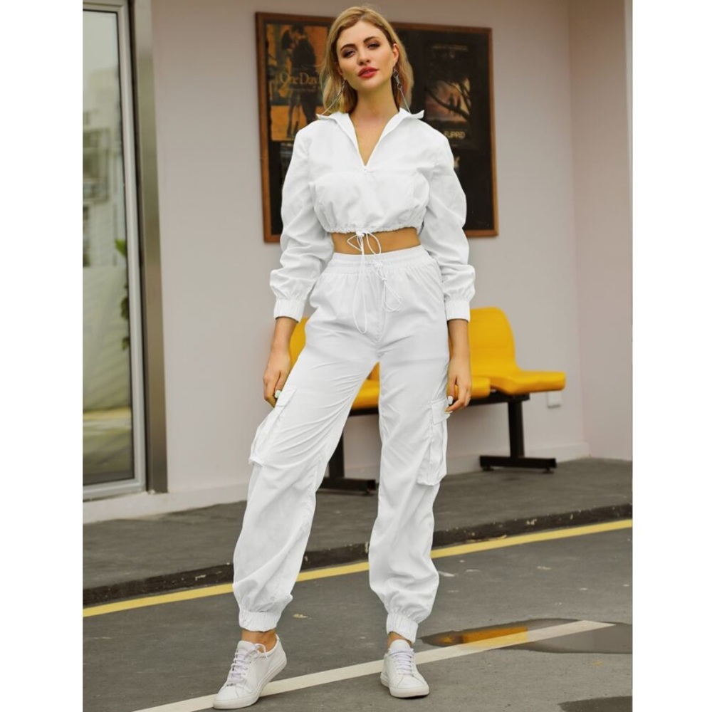 Shein Drawstring Waist Solid Cargo Pants - Picture 5 of 5